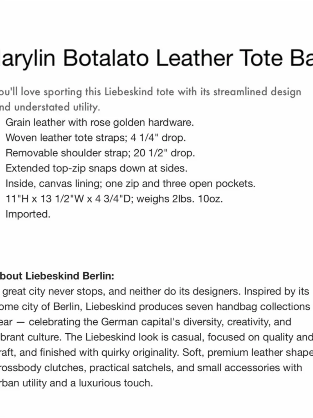 Liebeskind Marilyn Botalato Satchel